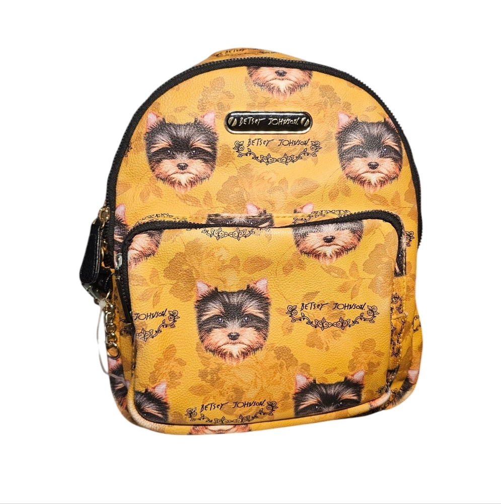 Betsey Johnson Yellow Yorkie Dog Backpack Purse Bag Rare